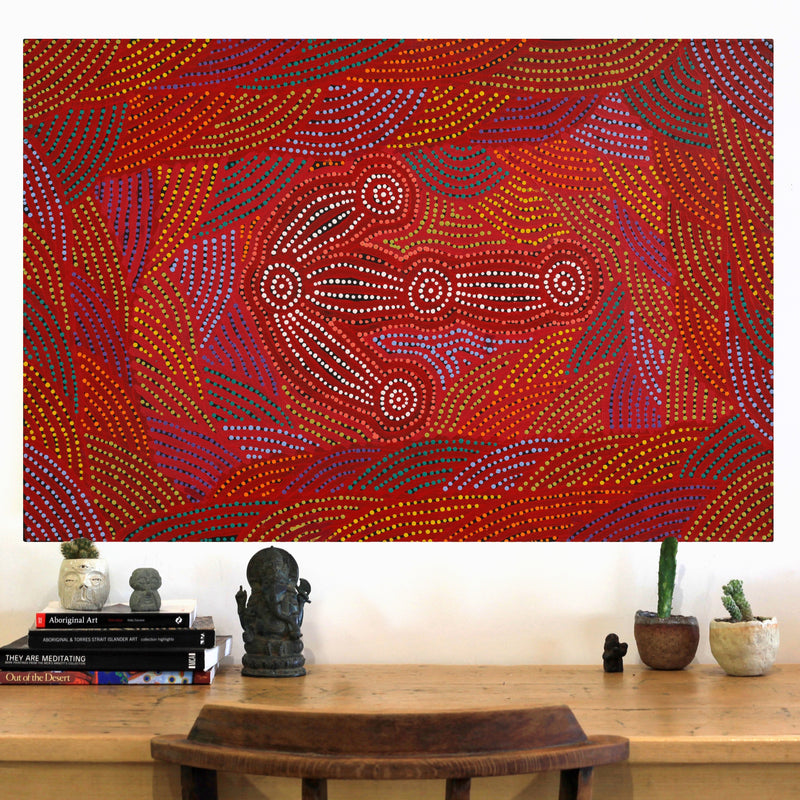 Aboriginal Artwork by Michael Jangala Gallagher, Yankirri Jukurrpa (Emu Dreaming) - Ngarlikurlangu, 91x61cm
