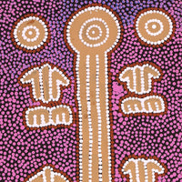 Aboriginal Artwork by Michael Japaljarri Wayne, Marlu Jukurrpa (Red Kangaroo Dreaming) Yarnardilyi & Jurnti, 107x30cm