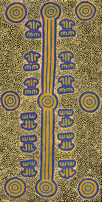 Aboriginal Artwork by Michael Japaljarri Wayne, Marlu Jukurrpa (Red Kangaroo Dreaming) Yarnardilyi & Jurnti, 91x46cm