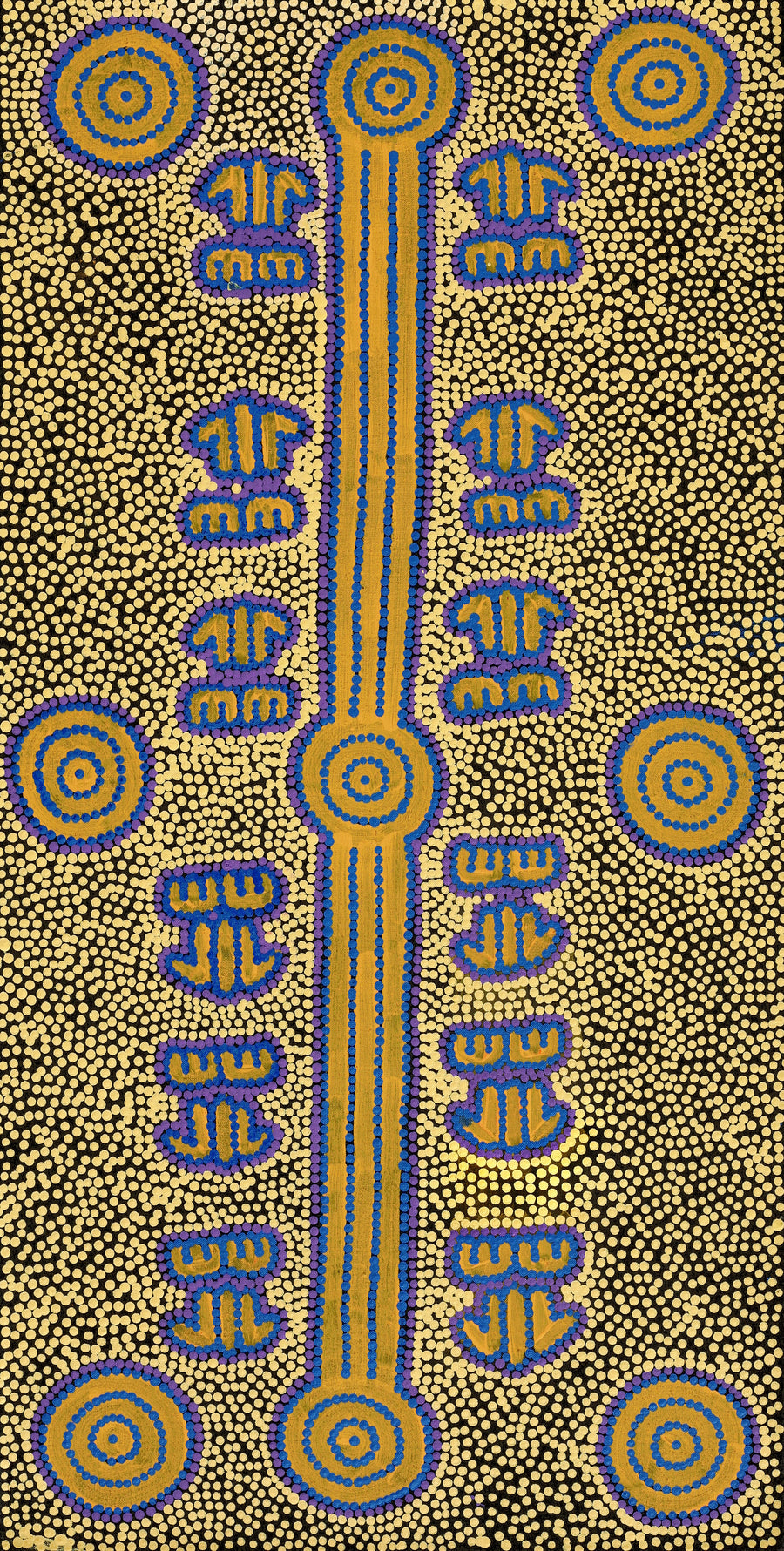 Aboriginal Artwork by Michael Japaljarri Wayne, Marlu Jukurrpa (Red Kangaroo Dreaming) Yarnardilyi & Jurnti, 91x46cm