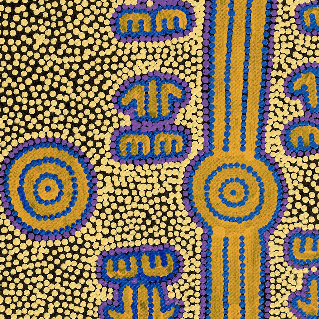 Aboriginal Artwork by Michael Japaljarri Wayne, Marlu Jukurrpa (Red Kangaroo Dreaming) Yarnardilyi & Jurnti, 91x46cm