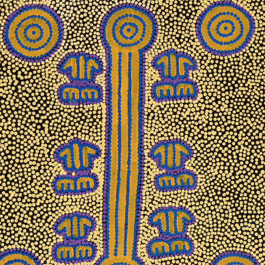 Aboriginal Artwork by Michael Japaljarri Wayne, Marlu Jukurrpa (Red Kangaroo Dreaming) Yarnardilyi & Jurnti, 91x46cm