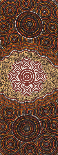 Aboriginal Artwork by Mickaela Napangardi Lankin, Pamapardu Jukurrpa (Flying Ant Dreaming) - Warntungurru, 122x46cm