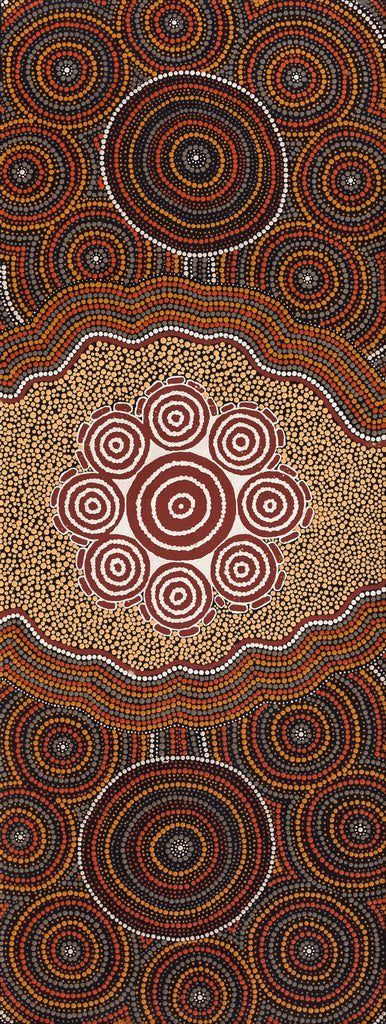 Aboriginal Artwork by Mickaela Napangardi Lankin, Pamapardu Jukurrpa (Flying Ant Dreaming) - Warntungurru, 122x46cm - ART ARK®