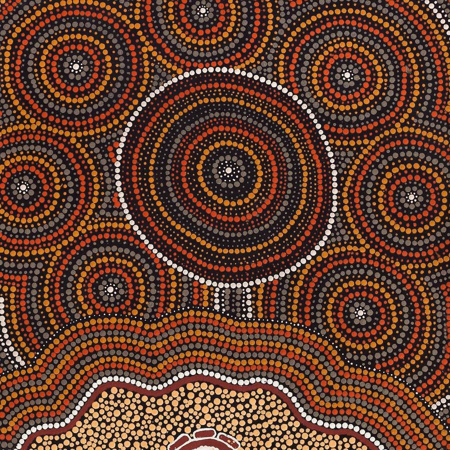 Aboriginal Artwork by Mickaela Napangardi Lankin, Pamapardu Jukurrpa (Flying Ant Dreaming) - Warntungurru, 122x46cm