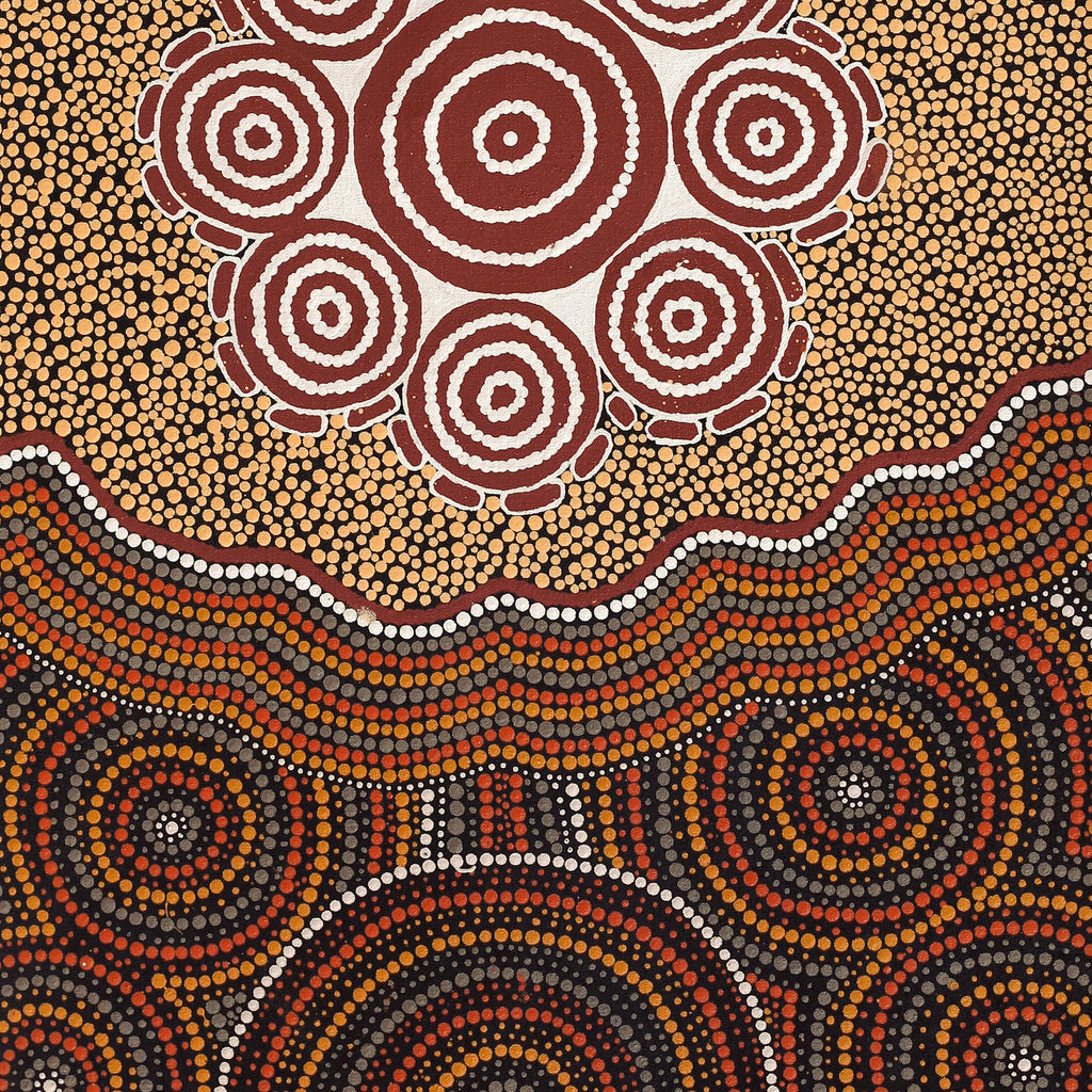 Aboriginal Art by Mickaela Napangardi Lankin, Pamapardu Jukurrpa (Flying Ant Dreaming) - Warntungurru, 122x46cm - ART ARK®