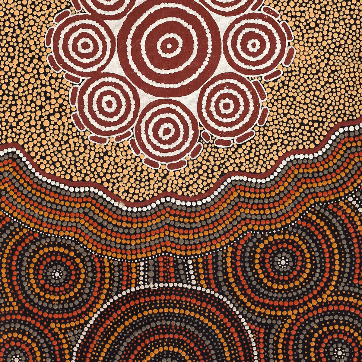 Aboriginal Art by Mickaela Napangardi Lankin, Pamapardu Jukurrpa (Flying Ant Dreaming) - Warntungurru, 122x46cm - ART ARK®