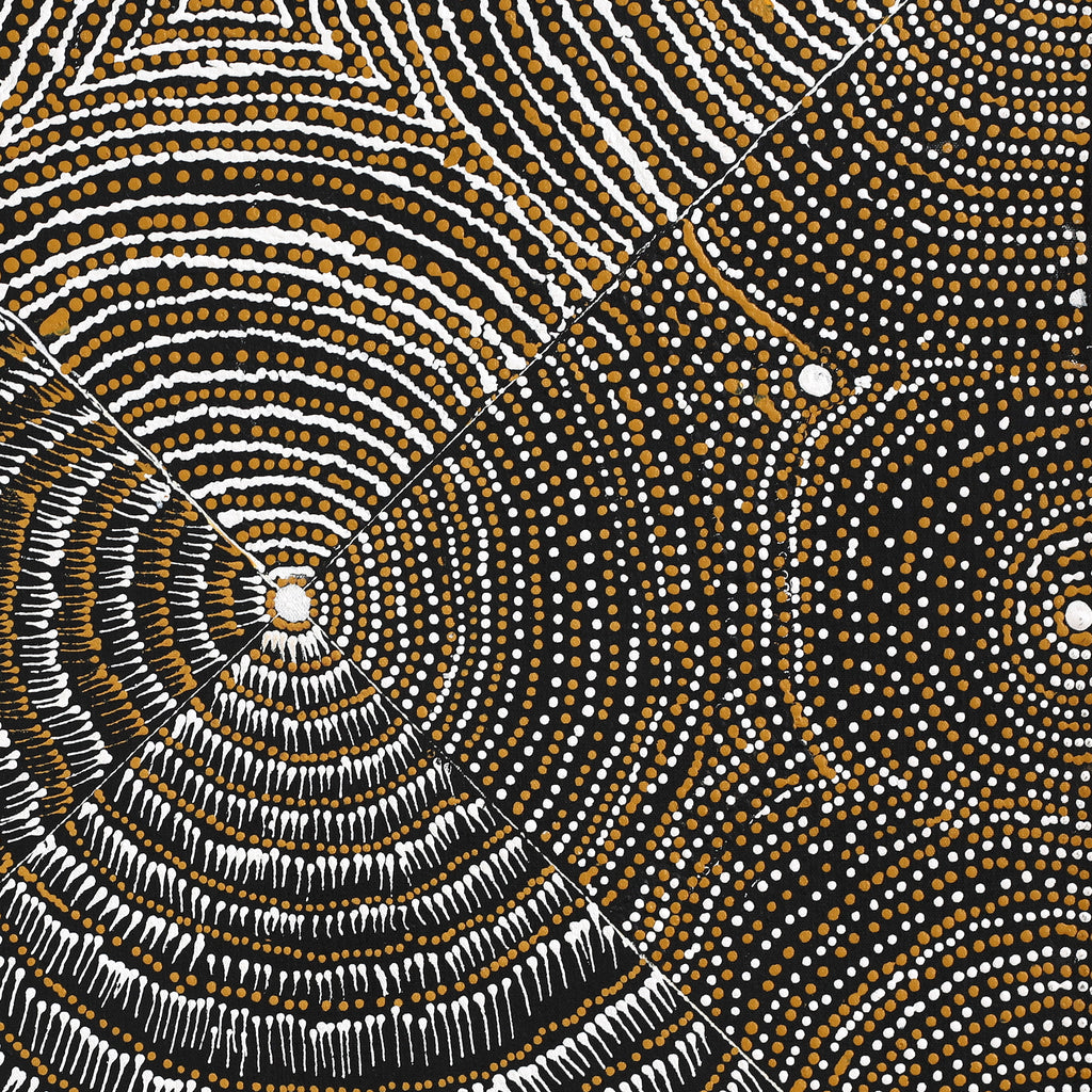 Aboriginal Artwork by Mickayla Napaljarri Brown, Watiya-warnu Jukurrpa (Seed Dreaming), 46x46cm