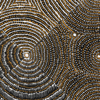 Aboriginal Artwork by Mickayla Napaljarri Brown, Watiya-warnu Jukurrpa (Seed Dreaming), 46x46cm
