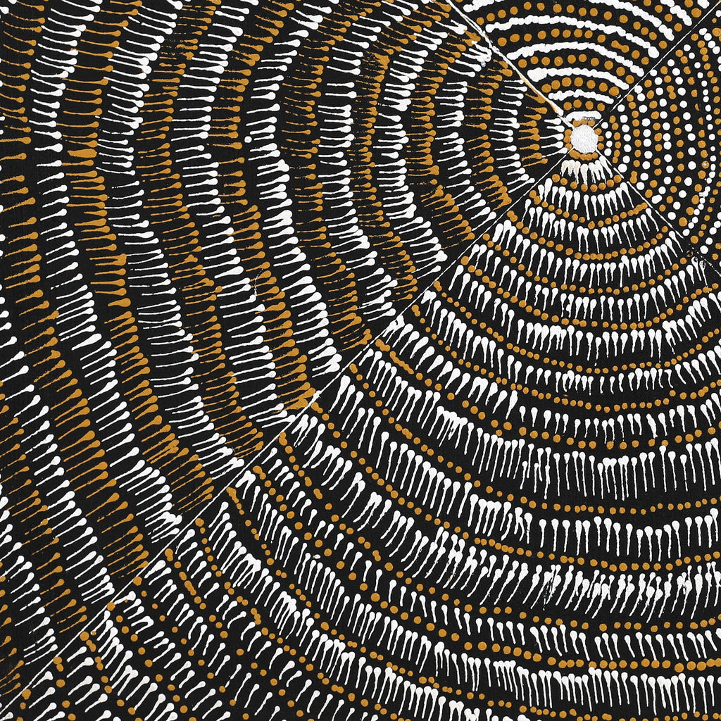 Aboriginal Artwork by Mickayla Napaljarri Brown, Watiya-warnu Jukurrpa (Seed Dreaming), 46x46cm