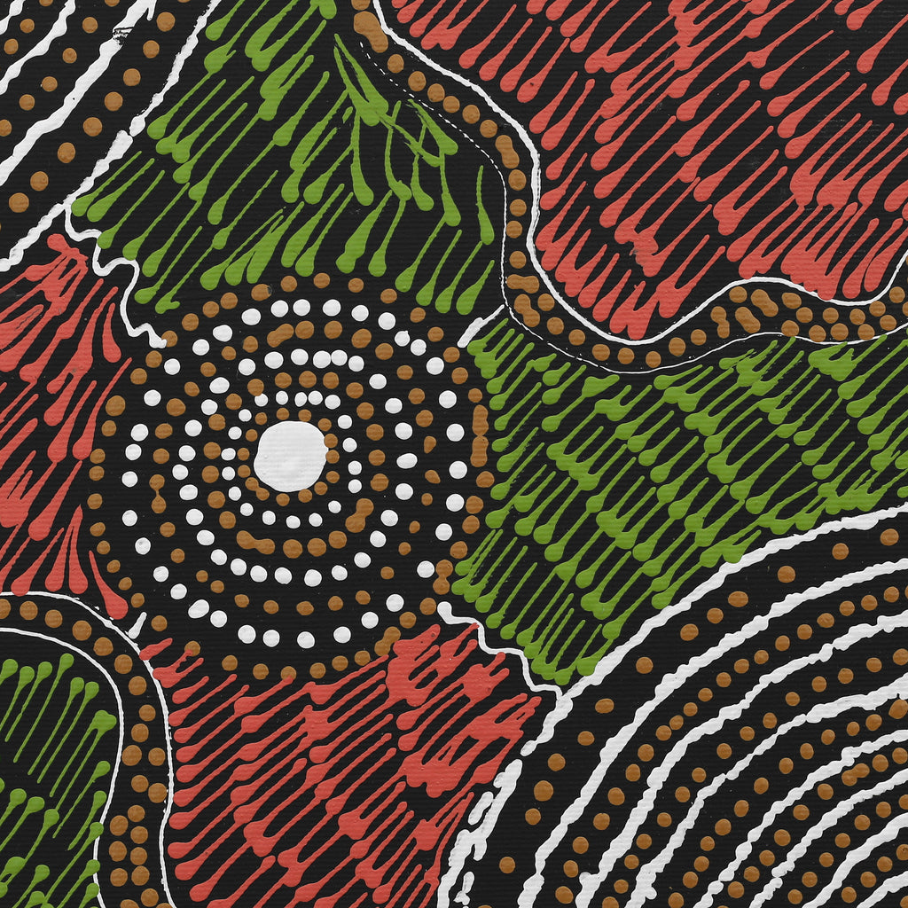 Aboriginal Artwork by Mickayla Napaljarri Brown, Watiya-warnu Jukurrpa (Seed Dreaming), 30x30cm - ART ARK®