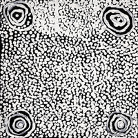 Aboriginal Artwork by Mickey Jampijinpa Singleton, Ngapa Jukurrpa (Water Dreaming) - Puyurru, 30x30cm