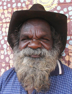 Aboriginal Art by Mickey Jampijinpa Singleton, Ngapa Jukurrpa, 91x30cm - ART ARK®