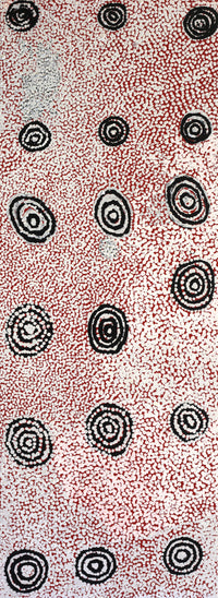 Aboriginal Artwork by Mickey Jampijinpa Singleton, Ngapa Jukurrpa (water Dreaming), 122x46cm