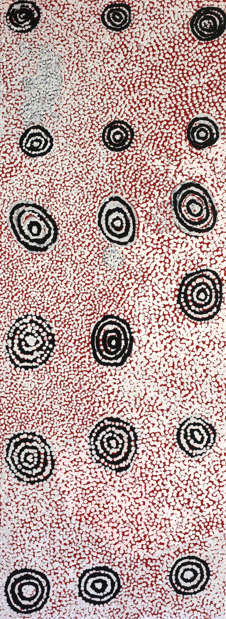 Aboriginal Artwork by Mickey Jampijinpa Singleton, Ngapa Jukurrpa (water Dreaming), 122x46cm