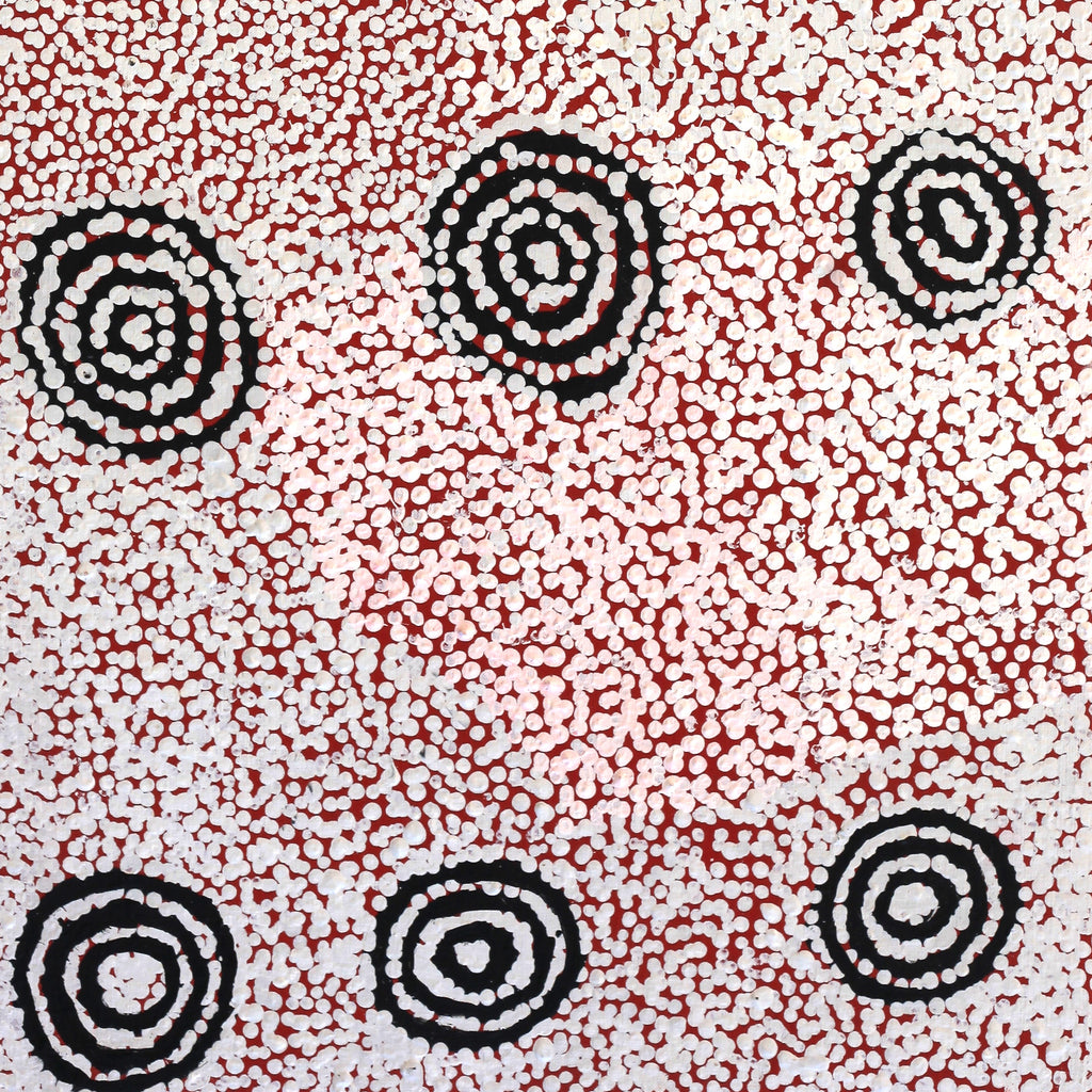 Aboriginal Artwork by Mickey Jampijinpa Singleton, Ngapa Jukurrpa (water Dreaming), 122x46cm