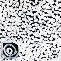 Aboriginal Artwork by Mickey Jampijinpa Singleton, Ngapa Jukurrpa (Water Dreaming) - Puyurru, 30x30cm