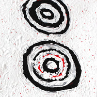 Aboriginal Artwork by Mickey Jampijinpa Singleton, Ngapa Jukurrpa (Water Dreaming) - Puyurru, 30x30cm