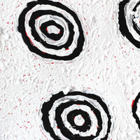 Aboriginal Artwork by Mickey Jampijinpa Singleton, Ngapa Jukurrpa (Water Dreaming) - Puyurru, 30x30cm