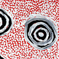 Aboriginal Artwork by Mickey Jampijinpa Singleton, Ngapa Jukurrpa (Water Dreaming) - Puyurru, 30x30cm