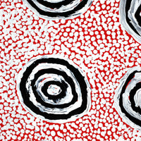 Aboriginal Artwork by Mickey Jampijinpa Singleton, Ngapa Jukurrpa (Water Dreaming) - Puyurru, 30x30cm