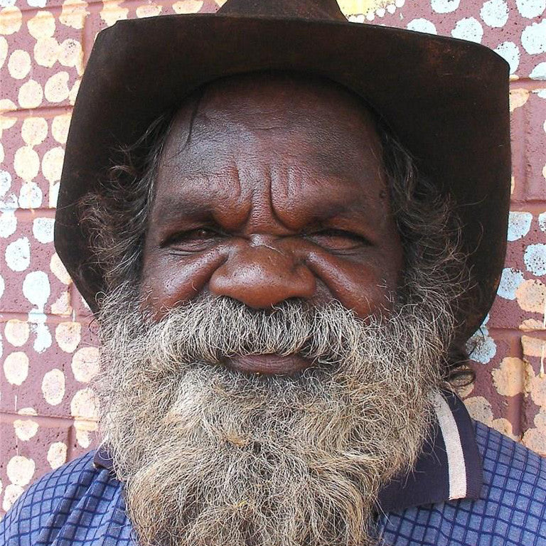 Aboriginal Artwork by Mickey Jampijinpa Singleton, Ngapa Jukurrpa (Water Dreaming) - Puyurru, 30x30cm