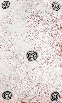Aboriginal Artwork by Mickey Jampijinpa Singleton, Ngapa Jukurrpa, 76x46cm