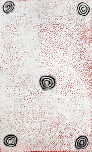 Aboriginal Artwork by Mickey Jampijinpa Singleton, Ngapa Jukurrpa, 76x46cm - ART ARK®