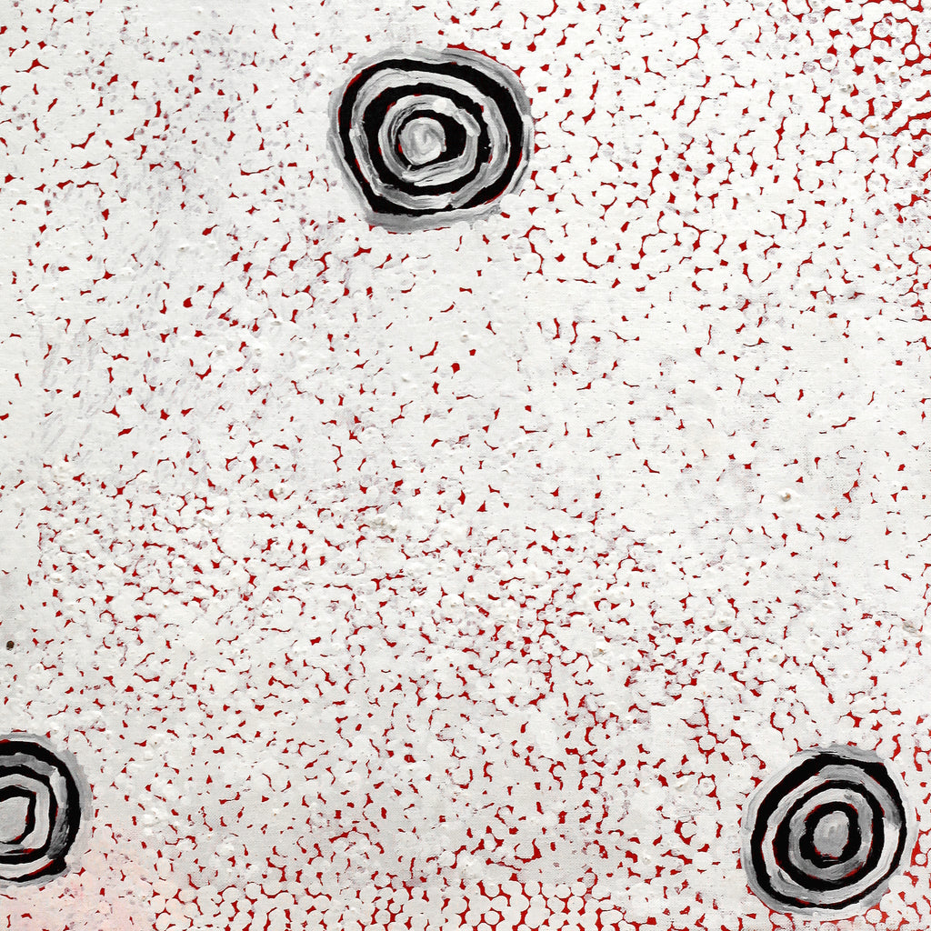 Aboriginal Artwork by Mickey Jampijinpa Singleton, Ngapa Jukurrpa, 76x46cm
