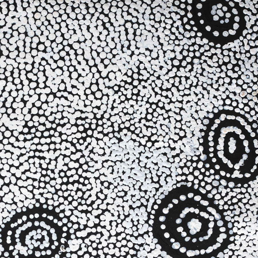 Aboriginal Artwork by Mickey Jampijinpa Singleton, Ngapa Jukurrpa, 76x46cm