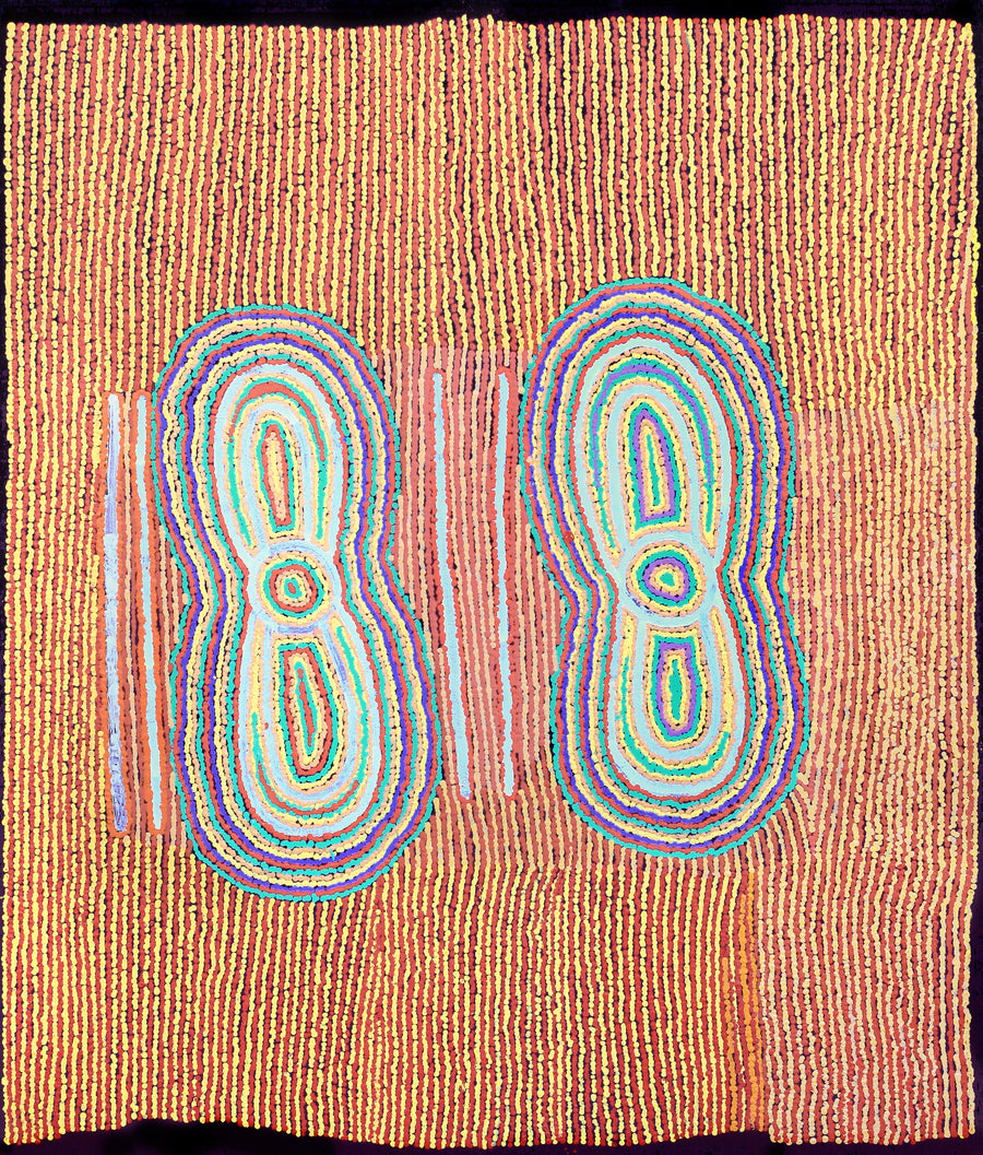 Aboriginal Artwork by Mitchell Japanangka Martin , Mina Mina Jukurrpa - Ngalyipi, 91x76cm