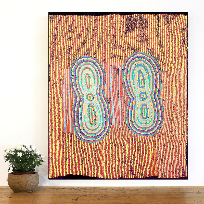 Aboriginal Artwork by Mitchell Japanangka Martin , Mina Mina Jukurrpa - Ngalyipi, 91x76cm