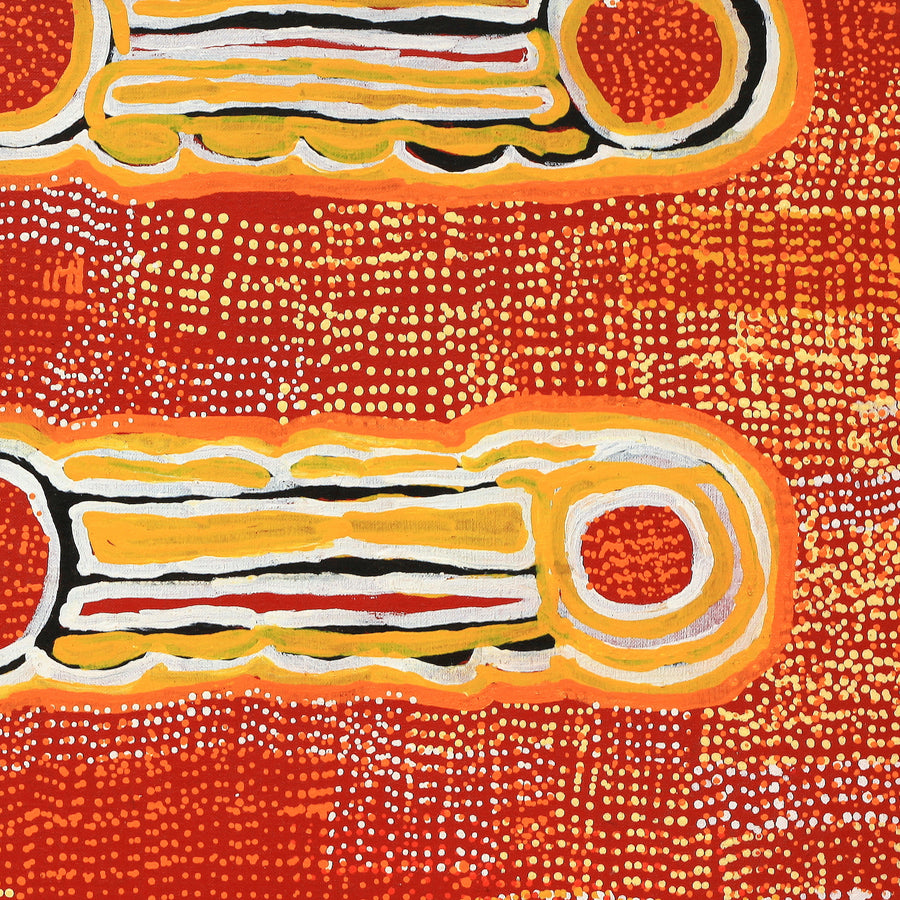 Aboriginal Artwork by Molly Napurrurla Martin, Ngurlu Jukurrpa (Native Seed Dreaming), 61x61cm