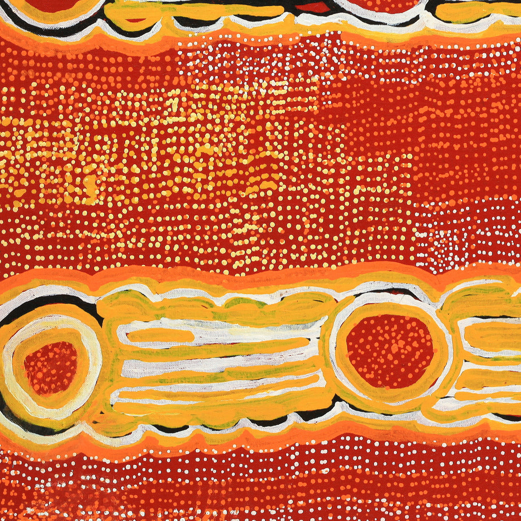 Aboriginal Artwork by Molly Napurrurla Martin, Ngurlu Jukurrpa (Native Seed Dreaming), 61x61cm
