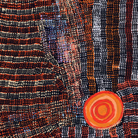 Aboriginal Artwork by Molly Napurrurla Martin, Ngurlu Jukurrpa (Native Seed Dreaming), 76x76cm