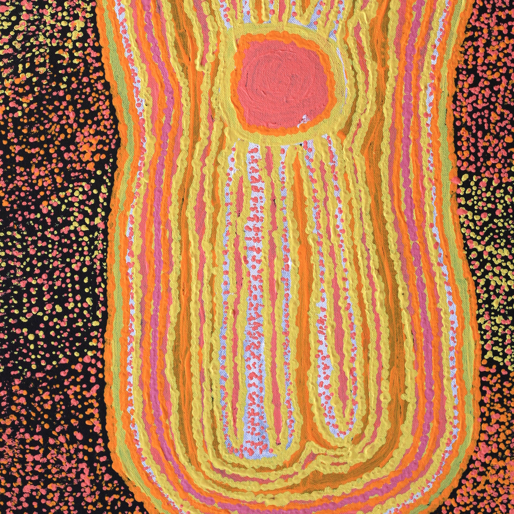 Aboriginal Artwork by Molly Napurrurla Martin, Yarla Jukurrpa (Bush Potato Dreaming) - Cockatoo Creek, 61x46cm - ART ARK®