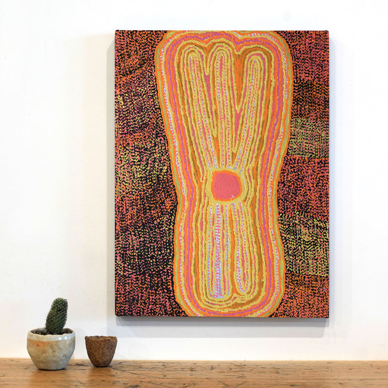 Aboriginal Artwork by Molly Napurrurla Martin, Yarla Jukurrpa (Bush Potato Dreaming) - Cockatoo Creek, 61x46cm