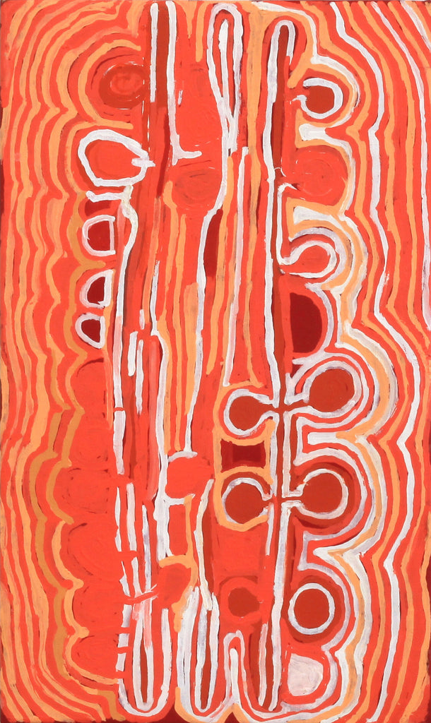 Aboriginal Artwork by Molly Napurrurla Martin, Yarla Jukurrpa (Bush Potato Dreaming) - Cockatoo Creek, 76x46cm - ART ARK®