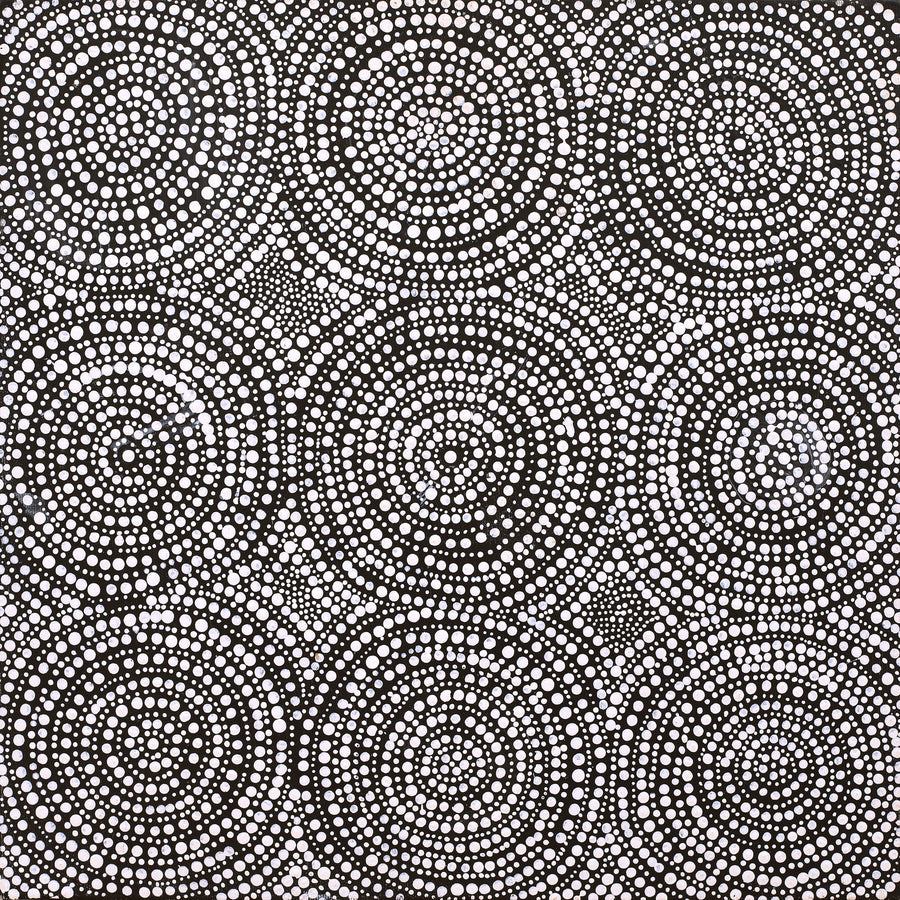 Aboriginal Artwork by Marcia Nangala Martin, Patterns of the Landscape around Yuendumu, 40x40cm