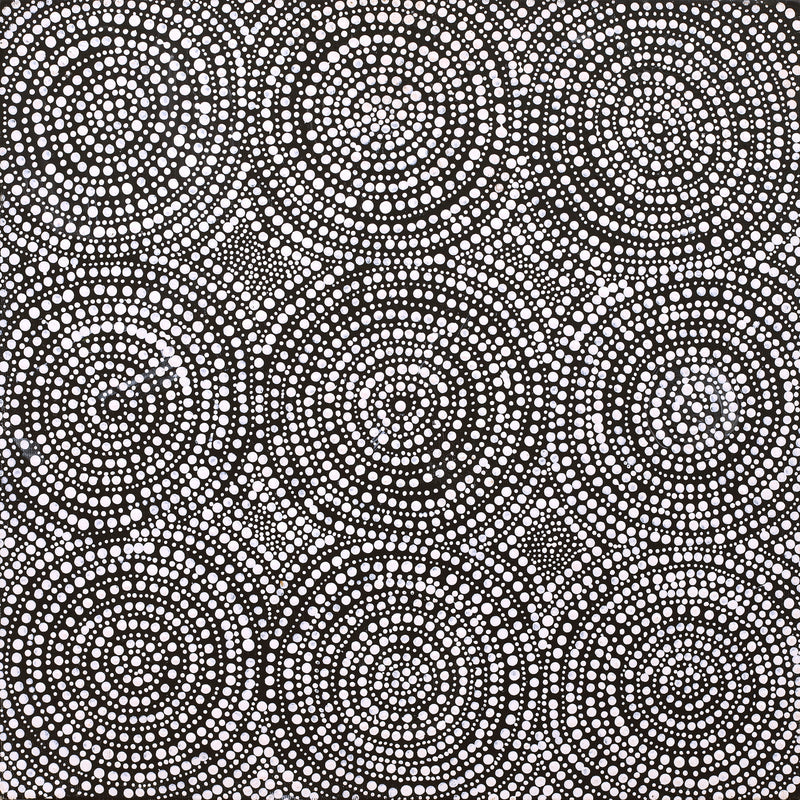 Aboriginal Artwork by Marcia Nangala Martin, Patterns of the Landscape around Yuendumu, 40x40cm