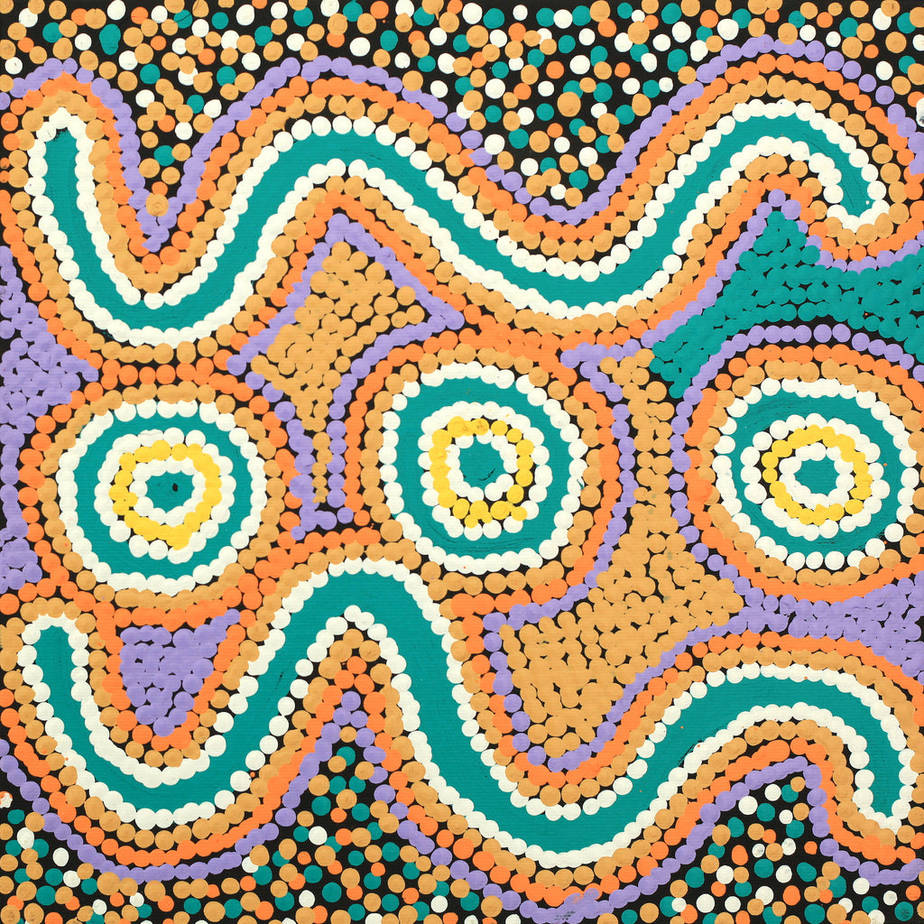 Aboriginal Artwork by Monica Napaljarri Nelson, Mina Mina Dreaming - Ngalyipi, 30x30cm