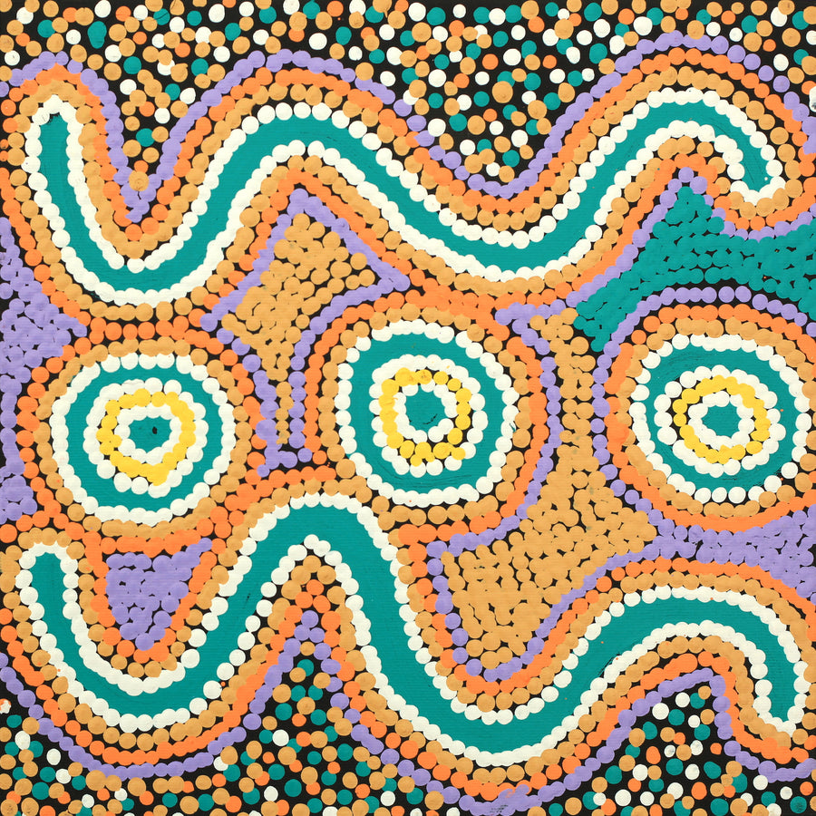 Aboriginal Artwork by Monica Napaljarri Nelson, Mina Mina Dreaming - Ngalyipi, 30x30cm