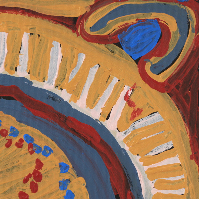 Aboriginal Artwork by Murdie Nampijinpa Morris, Malikijarra Jukurrpa, 30x30cm