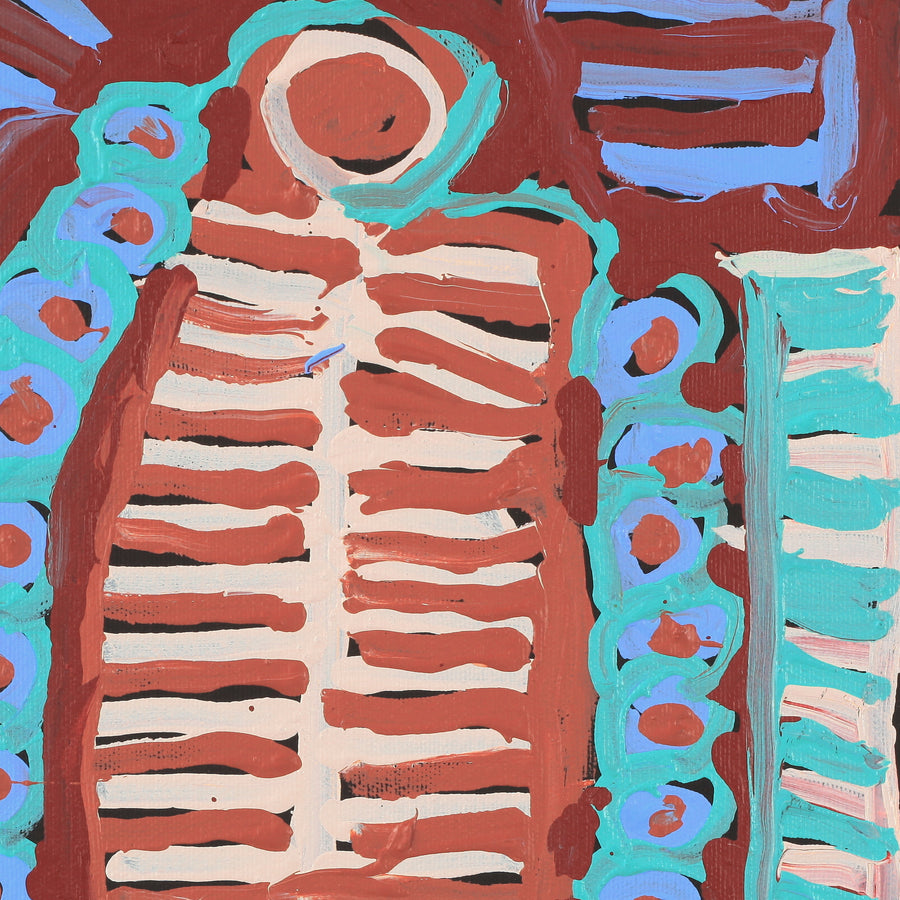 Aboriginal Artwork by Murdie Nampijinpa Morris, Malikijarra Jukurrpa, 30x30cm