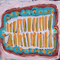 Aboriginal Artwork by Murdie Nampijinpa Morris, Malikijarra Jukurrpa, 30x30cm