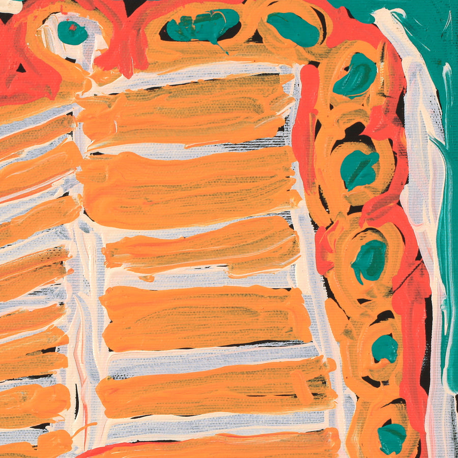 Aboriginal Artwork by Murdie Nampijinpa Morris, Malikijarra Jukurrpa, 30x30cm