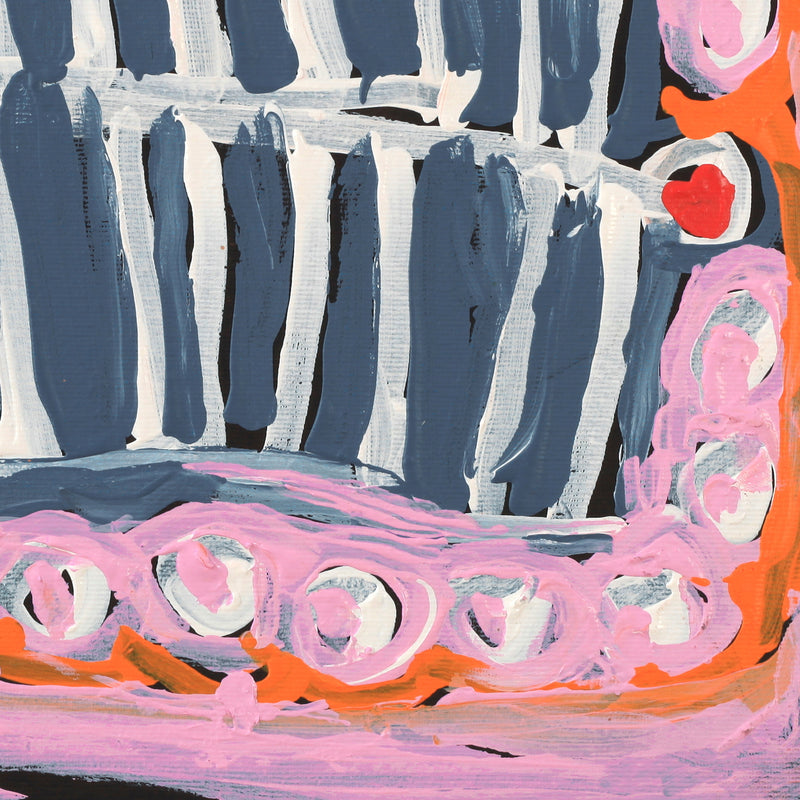 Aboriginal Artwork by Murdie Nampijinpa Morris, Malikijarra Jukurrpa, 30x30cm