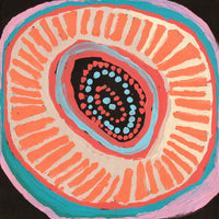 Aboriginal Artwork by Murdie Nampijinpa Morris, Malikijarra Jukurrpa, 46x46cm