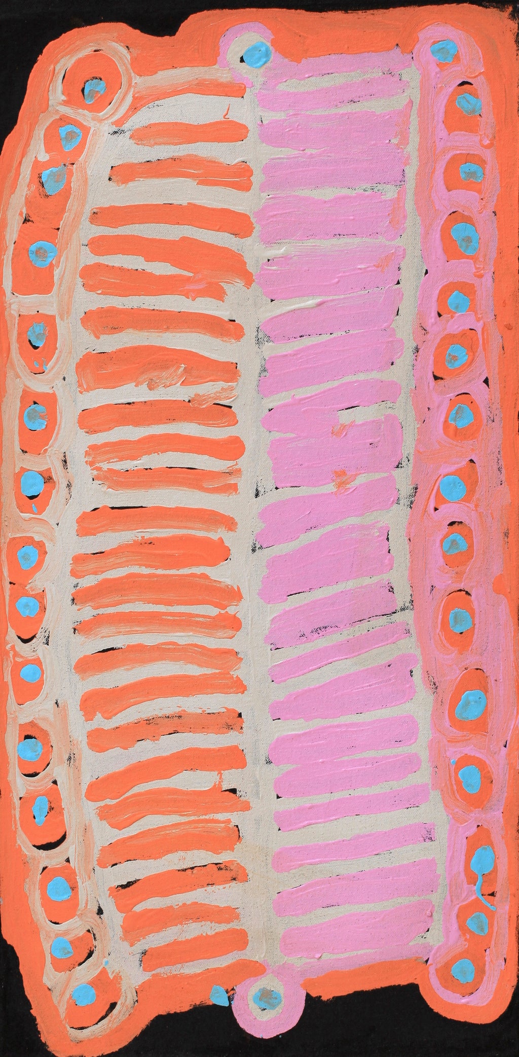 Aboriginal Artwork by Murdie Nampijinpa Morris, Malikijarra Jukurrpa, 61x30cm