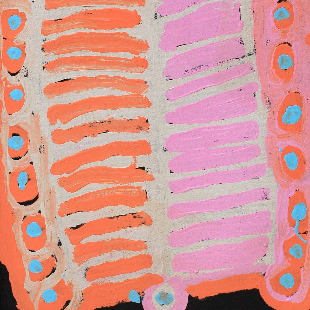 Aboriginal Artwork by Murdie Nampijinpa Morris, Malikijarra Jukurrpa, 61x30cm